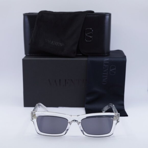 Valentino V-SHARP VLS-134C Rectangle Sunglasses - Transparent\Grey - Picture 2 of 10